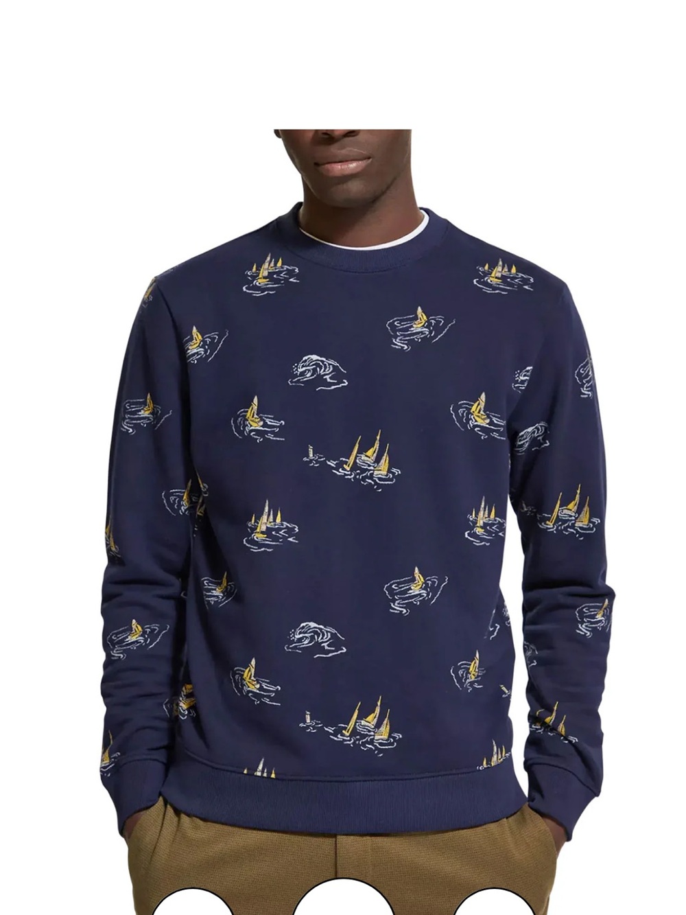 Scotch & Soda PRINTED CREWNECK SWEATSHIRT IN NAVY SAILBOAT AOP
